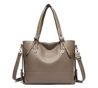DJSKLDF Leather Tote Bag Ladies' Tote Bag Versatile Large-capacity Soft Leather Single-shoulder for Work(Dark Khaki)