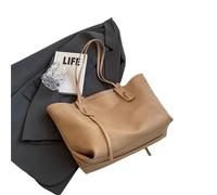 DJSKLDF Leather Tote Bag Large Capaci Women's Oulder Bag Autumn Winter Tote Commuter Sensation Soft Handbag Zipper Closure for Work(Khaki)