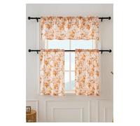 DJSKLDF Short Curtains Short Curtains 140 * 46CM (1PCS) 68 60CM 60 91CM (2pcs) Small Flower Series Kitchen Suitable For Kitchens(Orange,FIXED PLEAT_140X46CM)