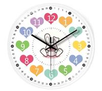 DJSKLDF Wall clock Wall Decor Silent Clock Punch-free Modern Learning Cartoon Simple Electronic Color Children's Room(C)