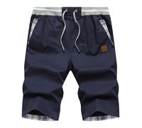Djtnzdm Bermuda Shorts Men Cotton Chino Drawstring Shorts Summer Designer Casual Smart Shorts Cargo with Pockets (S Navy Blue)