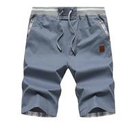 Djtnzdm Bermuda Shorts Men Cotton Chino Drawstring Shorts Summer Designer Casual Smart Shorts Cargo with Pockets (L Light Blue)