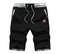 Djtnzdm Bermuda Shorts Men Cotton Chino Drawstring Shorts Summer Designer Casual Smart Shorts Cargo with Pockets (2XL Black)