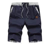 Djtnzdm Bermuda Shorts Men Cotton Chino Drawstring Shorts Summer Designer Casual Smart Shorts Cargo with Pockets (2XL Navy Blue)