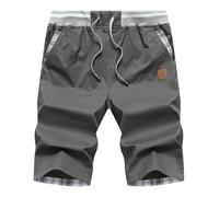Djtnzdm Bermuda Shorts Men Cotton Chino Drawstring Shorts Summer Designer Casual Smart Shorts Cargo with Pockets (S Grey)