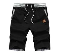 Djtnzdm Chino Shorts for Men UK Summer Cargo Shorts Elasticated Waistband Mens Bermuda Shorts Cotton Adult Classic Fit (M Black)