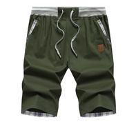Djtnzdm Chino Shorts for Men UK Summer Cargo Shorts Elasticated Waistband Mens Bermuda Shorts Cotton Adult Classic Fit (M Green)