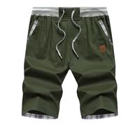 Djtnzdm Chino Shorts for Men UK Summer Cargo Shorts Elasticated Waistband Mens Bermuda Shorts Cotton Adult Classic Fit (M Green)