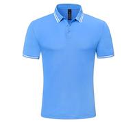 Djtnzdm Men's Polo Shirts Summer Breathable Adult Designer Polo Shirt Casual Daily Holiday Golf Tops for Men Solid Color Light Blue 3XL