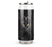 DJUETRUI A Black Cat on A Black Background Stainless Steel Cola Cup Reusable Plastic Coke Cup Leakproof Portable Soda Cup Large Capacity Iced Drink Cup for Home Party