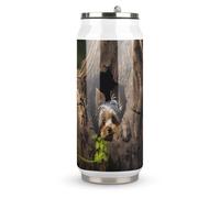 DJUETRUI A Little Yorkshire Terrier Nestled in A Tree Hole Stainless Steel Cola Cup Reusable Plastic Coke Cup Leakproof Portable Soda Cup Large Capacity Iced Drink Cup for Home Party