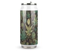 DJUETRUI A Puff in Time Weed Marijuana Stainless Steel Cola Cup Reusable Plastic Coke Cup Leakproof Portable Soda Cup Large Capacity Iced Drink Cup for Home Party