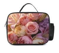 DJUETRUI Aesthetic Flowers Insulated Lunch Bag, Large Capacity Portable Meal Tote, Leakproof Thermal Lunch Box Bag with Detachable Foldable Design, Ideal for Office Camping Hiking Daily Use