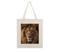 DJUETRUI African Lion Head Reusable Canvas Tote Bag Large Capacity Cotton Hand Bag Portable Grocery Bag for Shopping Travel