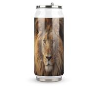 DJUETRUI African Lion Head Stainless Steel Cola Cup Reusable Plastic Coke Cup Leakproof Portable Soda Cup Large Capacity Iced Drink Cup for Home Party