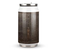 DJUETRUI Ancient Egyptian Hieroglyph Stainless Steel Cola Cup Reusable Plastic Coke Cup Leakproof Portable Soda Cup Large Capacity Iced Drink Cup for Home Party
