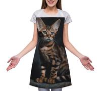 DJUETRUI Aprons for Women with Pockets Waterproof Apron Adjustable Bib Bengal Cat Apron Chef Aprons for Men Kitchen Aprons for Cooking Painting BBQ Gardening, Bengal Cat, 70x80cm, Bengal Cat, 70x80cm
