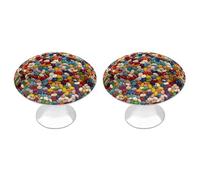 DJUETRUI Assorted Jelly Beans Cabinet Knobs 2 Pack Round Stainless Steel Metal Drawer Pulls Cute Kitchen Dresser Vanity Hardware Rustic Decorative Door Handles for Bedroom Closet Cupboard