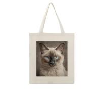 DJUETRUI Beautiful Siamese Cat Cotton Polyester Blend Canvas Carryall Bag