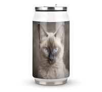 DJUETRUI Beautiful Siamese Cat Stainless Steel Cola Cup Reusable Plastic Coke Cup Leakproof Portable Soda Cup Large Capacity Iced Drink Cup for Home Party