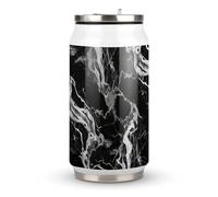 DJUETRUI Black And White Marble Stainless Steel Cola Cup Reusable Plastic Coke Cup Leakproof Portable Soda Cup Large Capacity Iced Drink Cup for Home Party