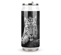 DJUETRUI Black And White Tiger Stainless Steel Cola Cup Reusable Plastic Coke Cup Leakproof Portable Soda Cup Large Capacity Iced Drink Cup for Home Party