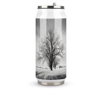 DJUETRUI Black And White Tree Stainless Steel Cola Cup Reusable Plastic Coke Cup Leakproof Portable Soda Cup Large Capacity Iced Drink Cup for Home Party