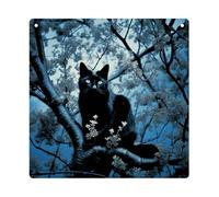 DJUETRUI Black Cat on Tree Square Acrylic Hanging Ornament Clear Blank Pendant Blank Square Hanging Ornament Transparent DIY Accessories for Art Making