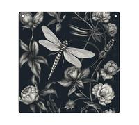 DJUETRUI Black Flowers And Dragonfly Square Acrylic Hanging Ornament Clear Blank Pendant Blank Square Hanging Ornament Transparent DIY Accessories for Art Making