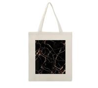 DJUETRUI Black Gold Marble Cotton Polyester Blend Canvas Carryall Bag