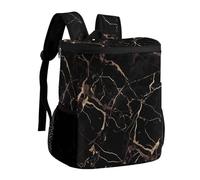 DJUETRUI Black Gold Marble Insulated Cooler Backpack Durable Polyester Twill Leakproof Thermal Bag with Adjustable Straps Multi-use Pack for Picnic Camping Hiking Varied Outdoor Activities