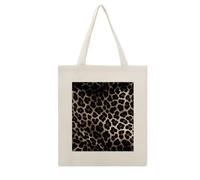 DJUETRUI Black Leopard Print Cotton Polyester Blend Canvas Carryall Bag
