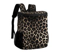 DJUETRUI Black Leopard Print Insulated Cooler Backpack Durable Polyester Twill Leakproof Thermal Bag with Adjustable Straps Multi-use Pack for Picnic Camping Hiking Varied Outdoor Activities