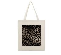 DJUETRUI Black Leopard Print Reusable Canvas Tote Bag Large Capacity Cotton Hand Bag Portable Grocery Bag for Shopping Travel