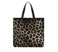 DJUETRUI Black Leopard Print Tote Bag Square PU Leather Shoulder Handbag Purse Multipurpose Reusable Shopping Carryall Durable Work Commute Travel Daily Casual Resistant Ladies Fashion Hand Bag