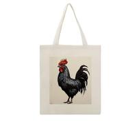 DJUETRUI Black Rooster Reusable Canvas Tote Bag Large Capacity Cotton Hand Bag Portable Grocery Bag for Shopping Travel