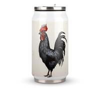 DJUETRUI Black Rooster Stainless Steel Cola Cup Reusable Plastic Coke Cup Leakproof Portable Soda Cup Large Capacity Iced Drink Cup for Home Party