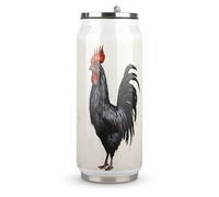 DJUETRUI Black Rooster Stainless Steel Cola Cup Reusable Plastic Coke Cup Leakproof Portable Soda Cup Large Capacity Iced Drink Cup for Home Party