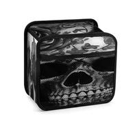 DJUETRUI Black Skull Rose Car Backseat Organizer with Clear Tablet Holder, Multi Pockets Waterproof Oxford Kick Mat Storage Bag, Universal Auto Seat Back Storage Caddy for Drinks Travel Essentials
