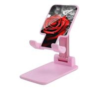 DJUETRUI Black White and Red Roses Foldable Adjustable Cell Phone Stand