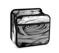 DJUETRUI Black White Rose Car Backseat Organizer with Clear Tablet Holder, Multi Pockets Waterproof Oxford Kick Mat Storage Bag, Universal Auto Seat Back Storage Caddy for Drinks Travel Essentials