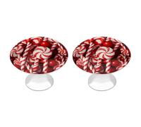 DJUETRUI Candy Canes Cabinet Knobs 2 Pack Round Stainless Steel Metal Drawer Pulls Cute Kitchen Dresser Vanity Hardware Rustic Decorative Door Handles for Bedroom Closet Cupboard