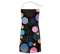 DJUETRUI Chef Apron Cooking Apron with Pockets Waterproof Baking Apron Blue And Black Circles Adjustable Bib Aprons for Women Men, Blue and Black Circles, 70x80cm, Blue and Black Circles, 70x80cm