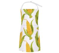 DJUETRUI Chef Apron Cooking Apron with Pockets Waterproof Baking Apron Corn on The Cob Image Adjustable Bib Aprons for Women Men, Corn on the Cob Image, 70x80cm, Corn on the Cob Image, 70x80cm