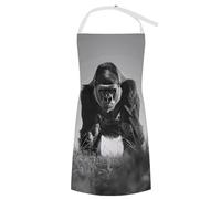 DJUETRUI Chef Apron Cooking Apron with Pockets Waterproof Baking Apron Gorilla in The Grass Adjustable Bib Aprons for Women Men, Gorilla in the Grass, 70x80cm, Gorilla in the Grass, 70x80cm