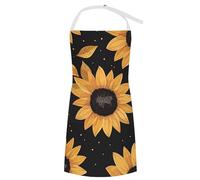 DJUETRUI Chef Apron Cooking Apron with Pockets Waterproof Baking Apron Leaves And Sunflowers Adjustable Bib Aprons for Women Men, Leaves and Sunflowers, 70x80cm, Leaves and Sunflowers, 70x80cm