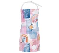 DJUETRUI Chef Apron Cooking Apron with Pockets Waterproof Baking Apron Rainbow And Clouds Adjustable Bib Aprons for Women Men, Rainbow and Clouds, 70x80cm, Rainbow and Clouds, 70x80cm
