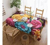 DJUETRUI Colorful Flower Cake Print Tablecloth Waterproof Stain Resistant Rectangle Table Cloth Wipeable Washable Table Cover for Dining Camping Indoor Outdoor 54x72in