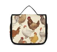 DJUETRUI Cosmetic Bag Travel Makeup Bag for Women Large Make Up Organizer A Brood of Chickens Toiletry Bags Zipper Pouch Purse, A Brood of Chickens, 22.5x18.5cm, Wash Bag