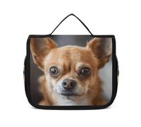 DJUETRUI Cosmetic Bag Travel Makeup Bag for Women Large Make Up Organizer A Brown Chihuahua Toiletry Bags Zipper Pouch Purse, A Brown Chihuahua, 22.5x18.5cm, Wash Bag
